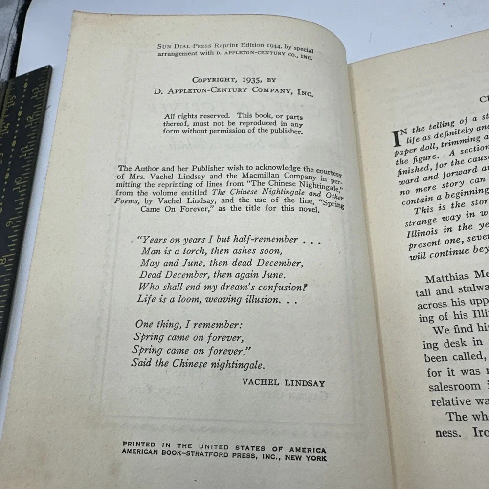 Spring Came On Forever‎ By Bess Steeter Aldrich Harcover 1935 Sun Dial Press